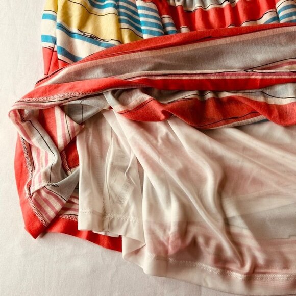 MNG by Mango Stripe Mini Sun Dress Size L Elastic Waist Lined - Picture 9 of 11